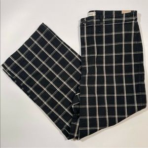 New Madewell Womens Slim Emmett Wide Leg Pants Full Length Windowpane Black W 33